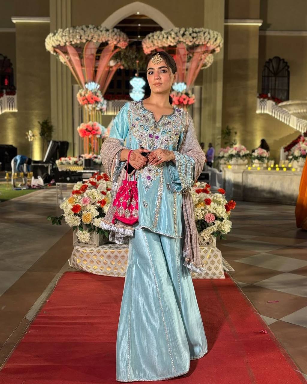 Exclusive White Creap Sequence Work Sharara Suit