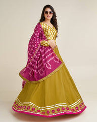Ravishing Mustard Vichitra Silk Zari Work Lehenga Choli