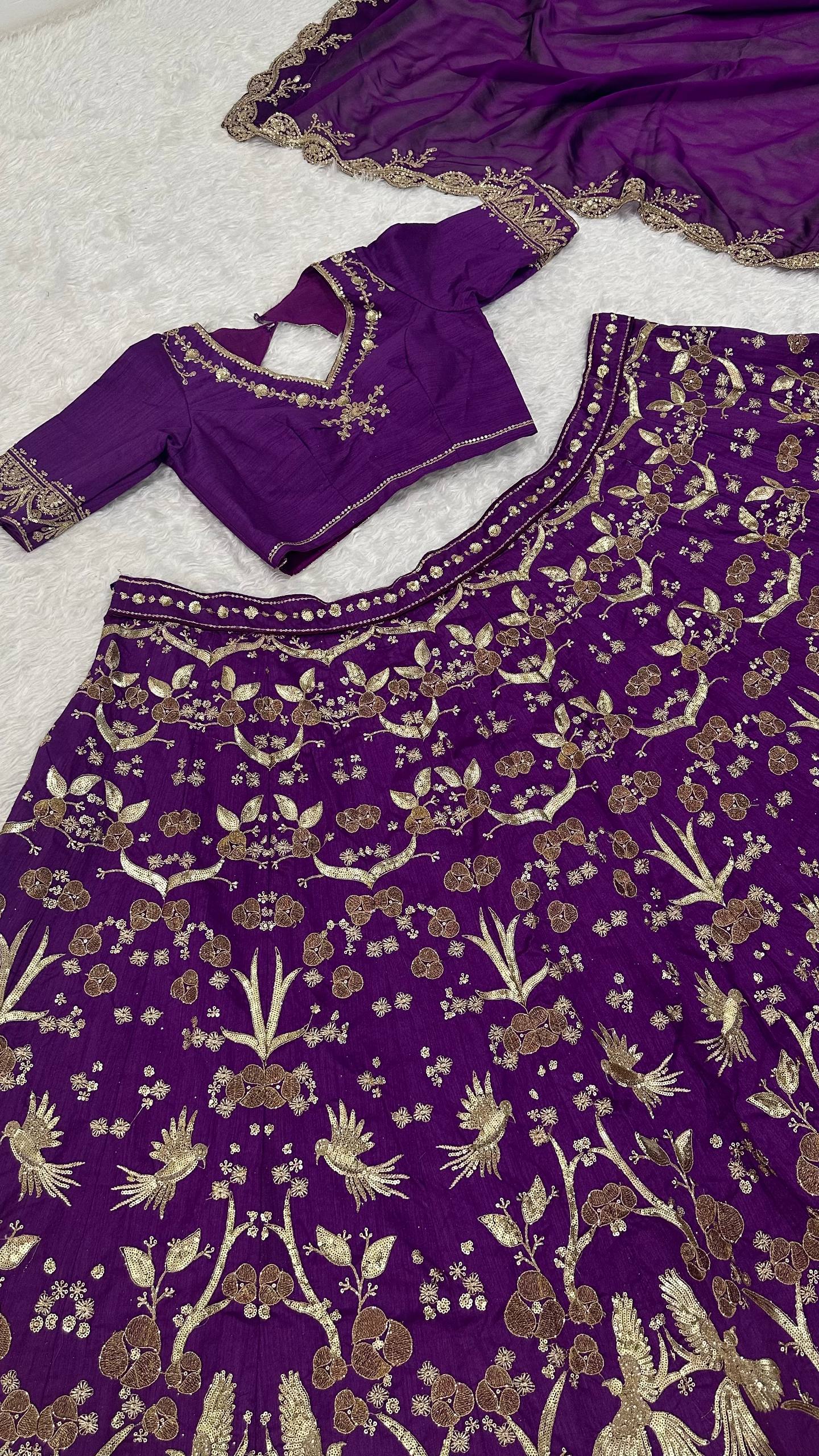 Lovely Purple Thai Silk Zari Work Lehenga Choli
