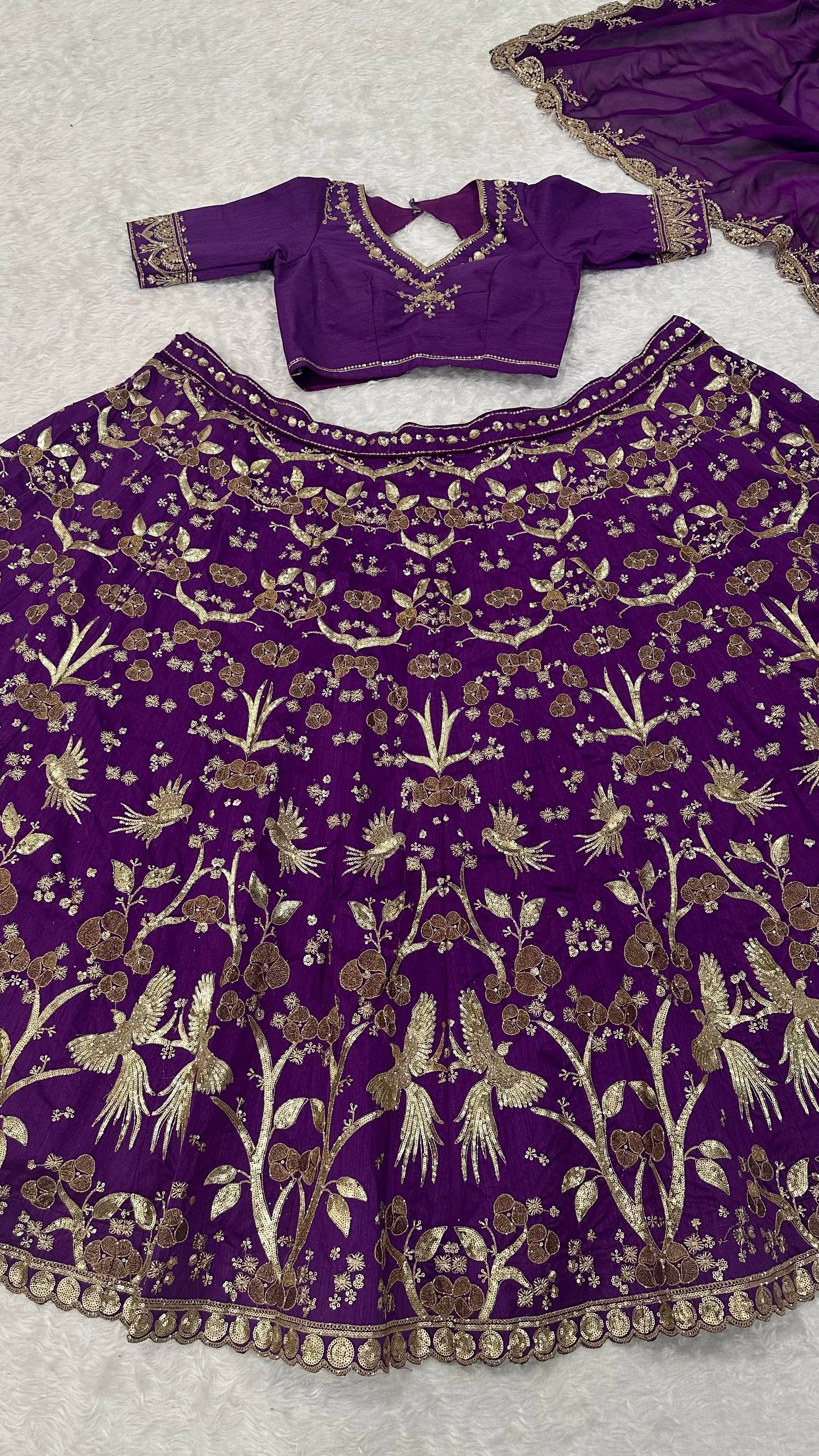 Lovely Purple Thai Silk Zari Work Lehenga Choli