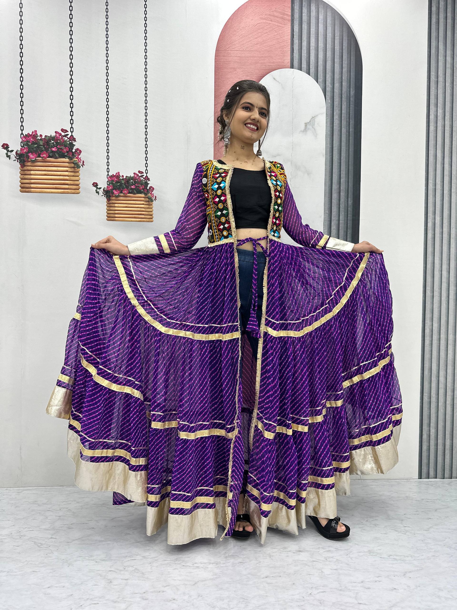 Gorgeous Pink Georgette Gamathi Work Shrug With Choli