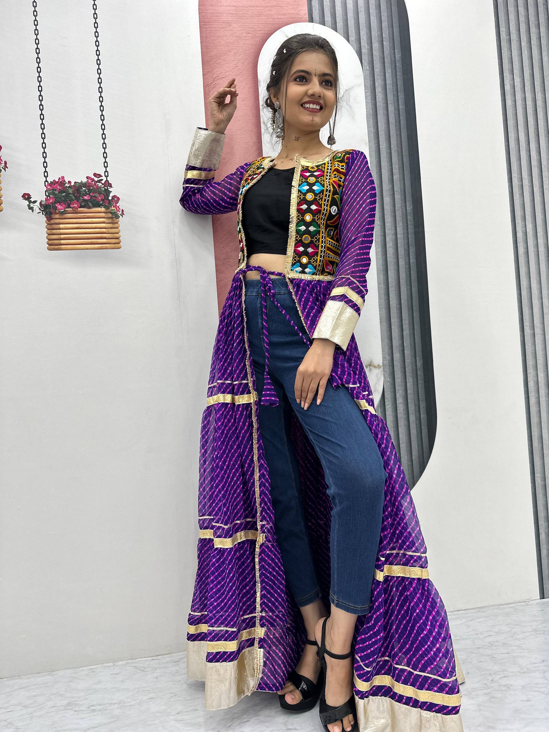 Gorgeous Pink Georgette Gamathi Work Shrug With Choli