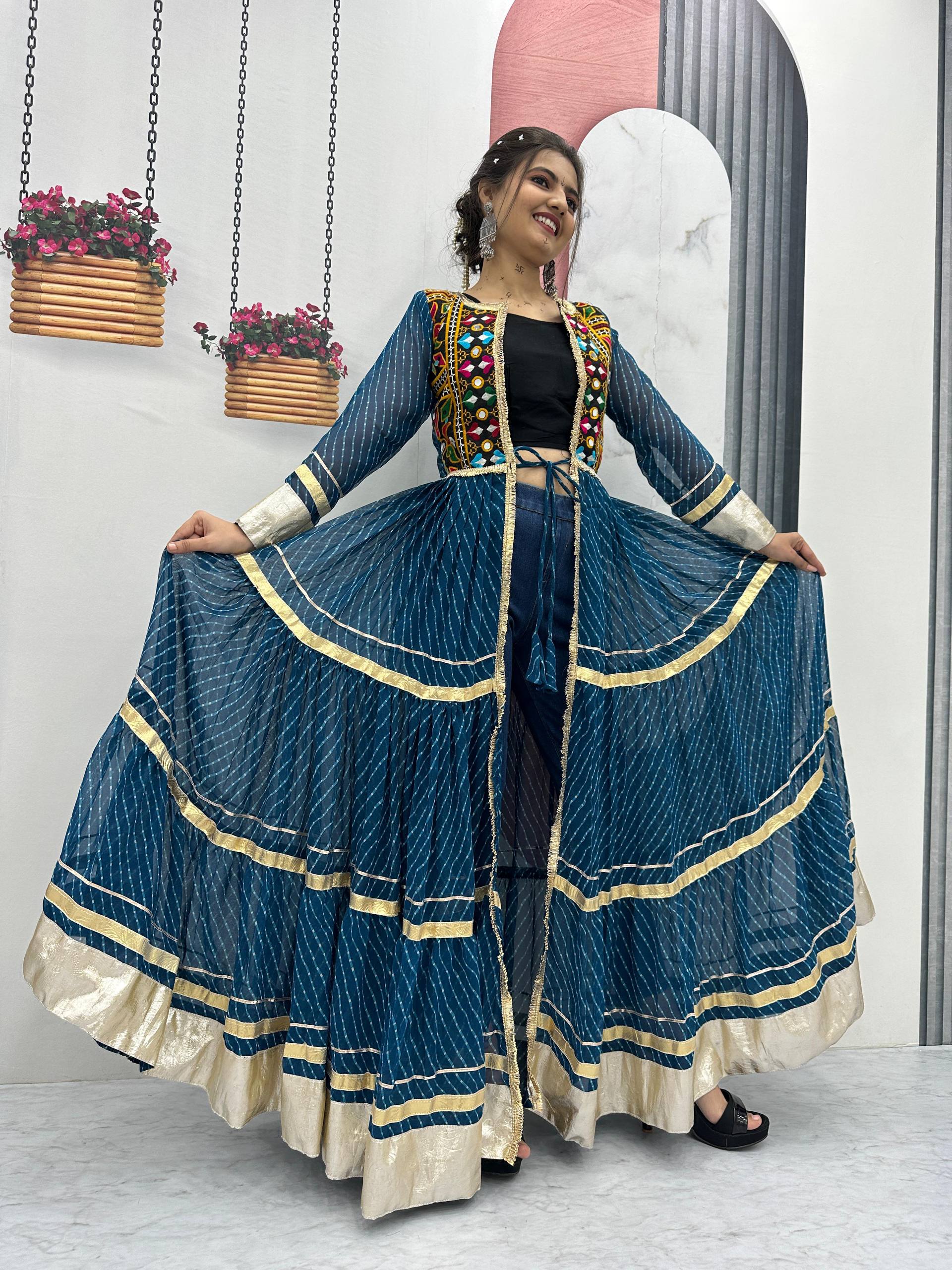 Gorgeous Pink Georgette Gamathi Work Shrug With Choli