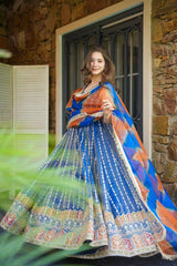 Pretty Blue Organza Digital Work Gown