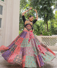 Navratri Collection Multicolor Cotton with Gamthi Embroidered Lehenga Choli