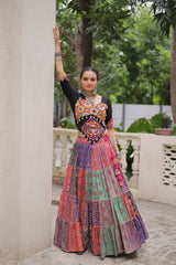 Navratri Collection Multicolor Cotton with Gamthi Embroidered Lehenga Choli