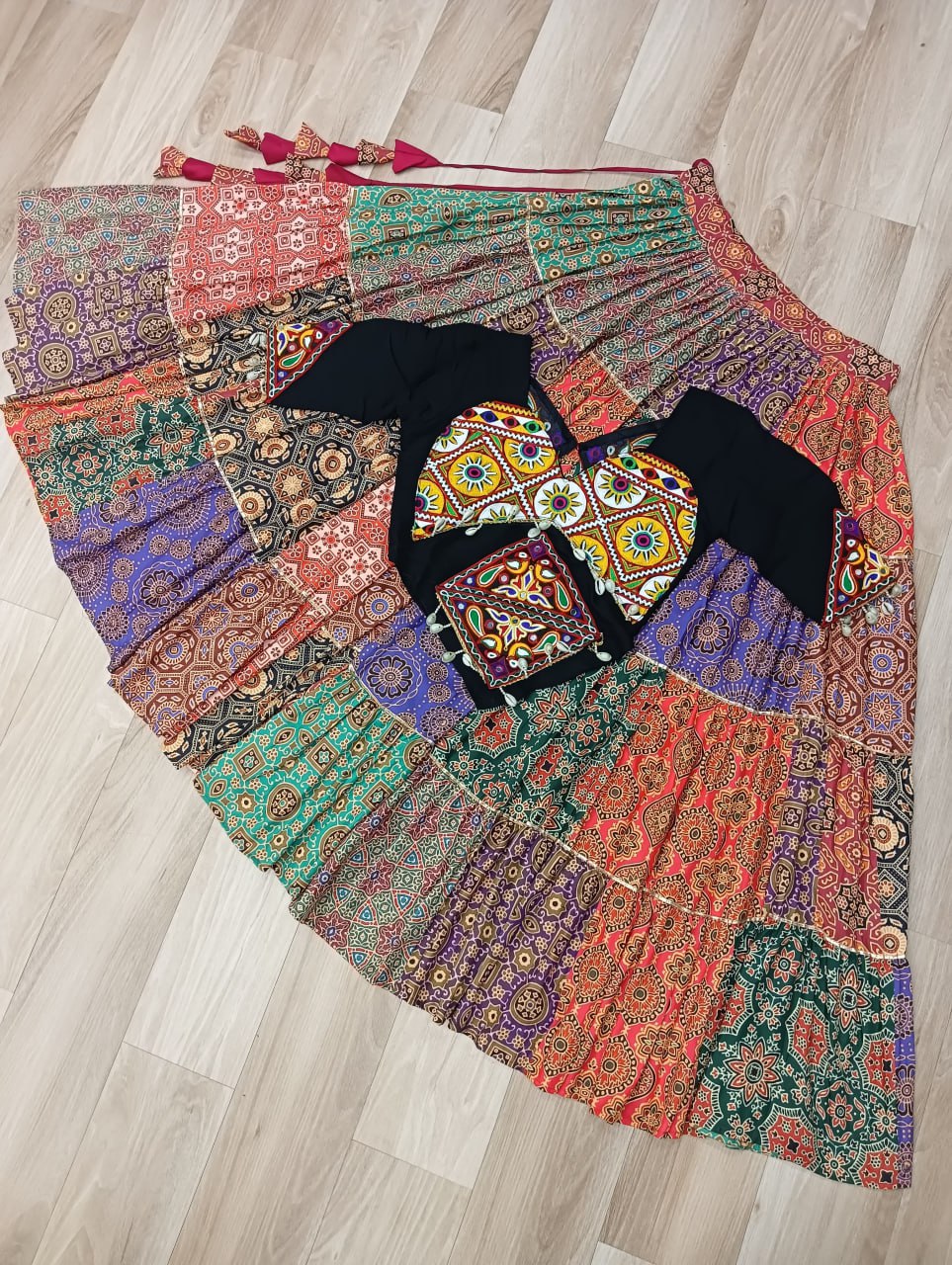 Navratri Collection Multicolor Cotton with Gamthi Embroidered Lehenga Choli