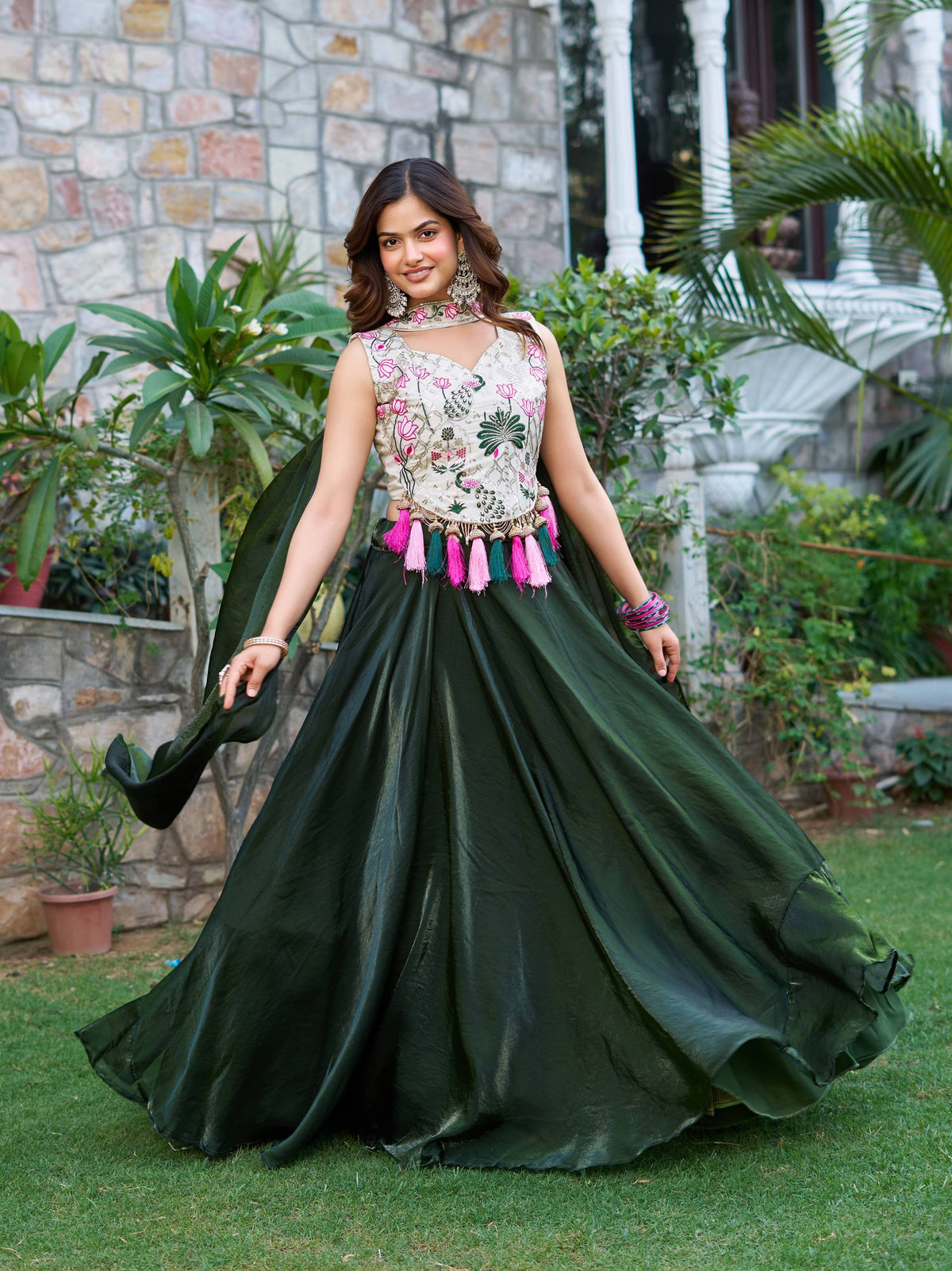 Ravishing Green Silk Embroidery Lehenga Choli