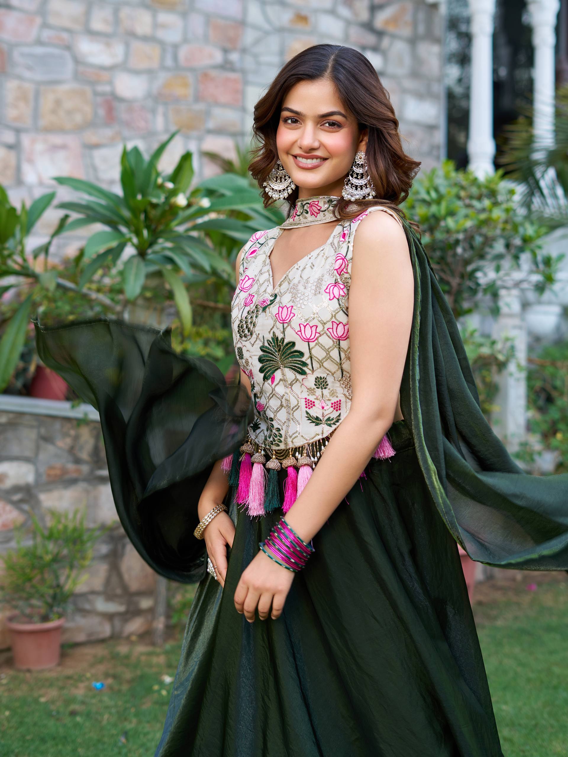 Ravishing Green Silk Embroidery Lehenga Choli