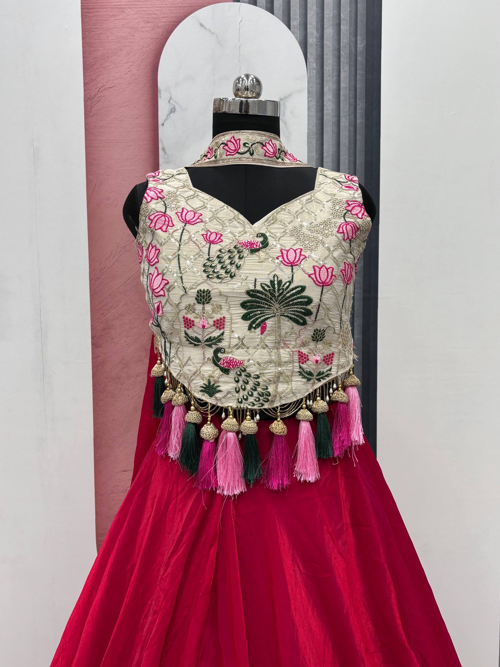 Ravishing Green Silk Embroidery Lehenga Choli