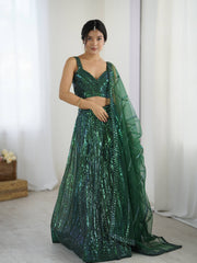 Fancy Green Net Dori Work Lehenga Choli