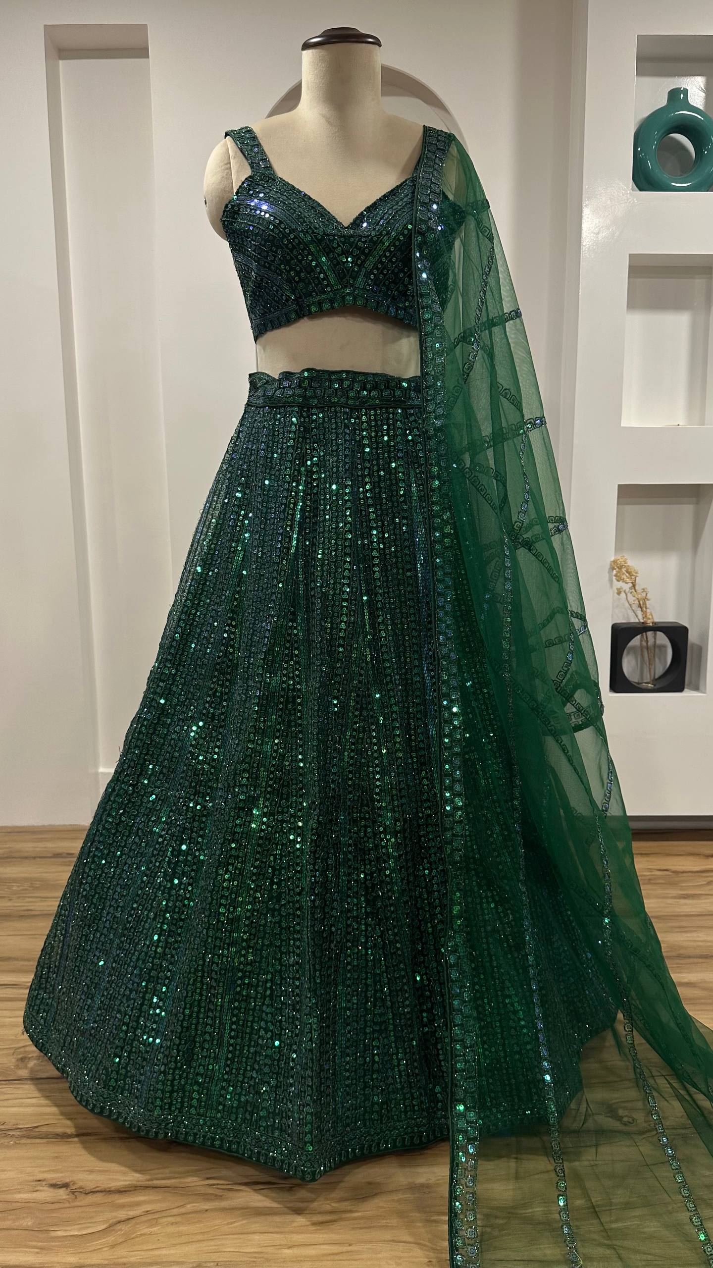 Fancy Green Net Dori Work Lehenga Choli