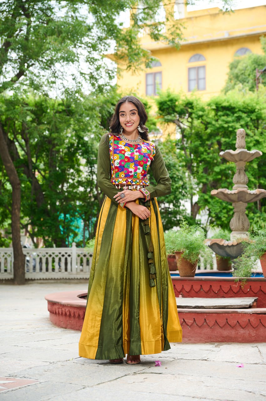 Trendy Sky Blue Chinon Embroidered Lehenga Choli