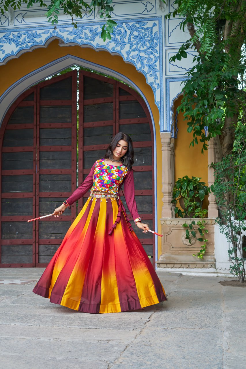 Trendy Sky Blue Chinon Embroidered Lehenga Choli
