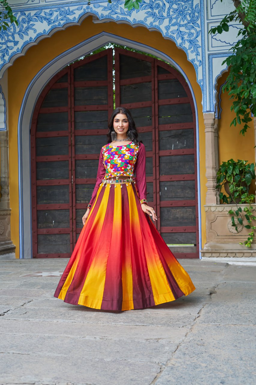 Trendy Sky Blue Chinon Embroidered Lehenga Choli
