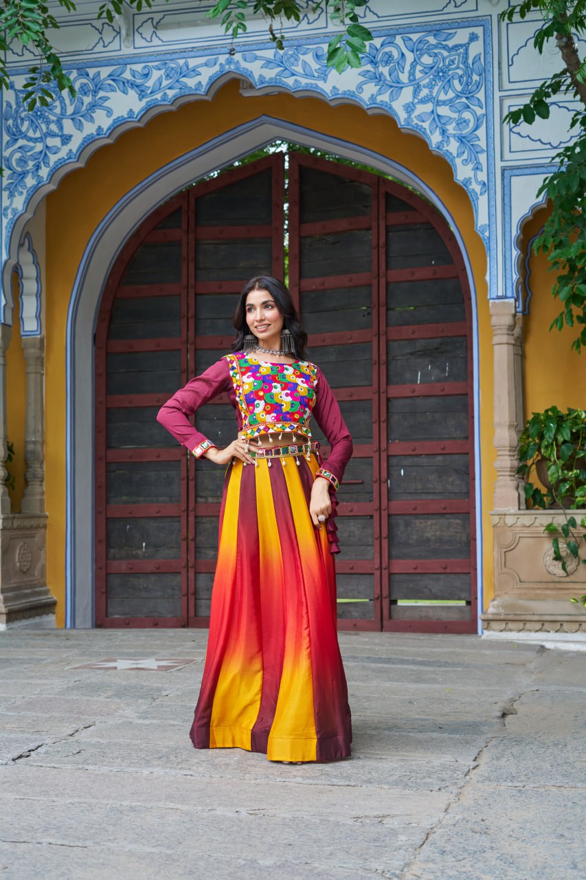 Trendy Sky Blue Chinon Embroidered Lehenga Choli