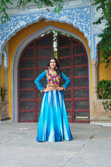 Trendy Sky Blue Chinon Embroidered Lehenga Choli