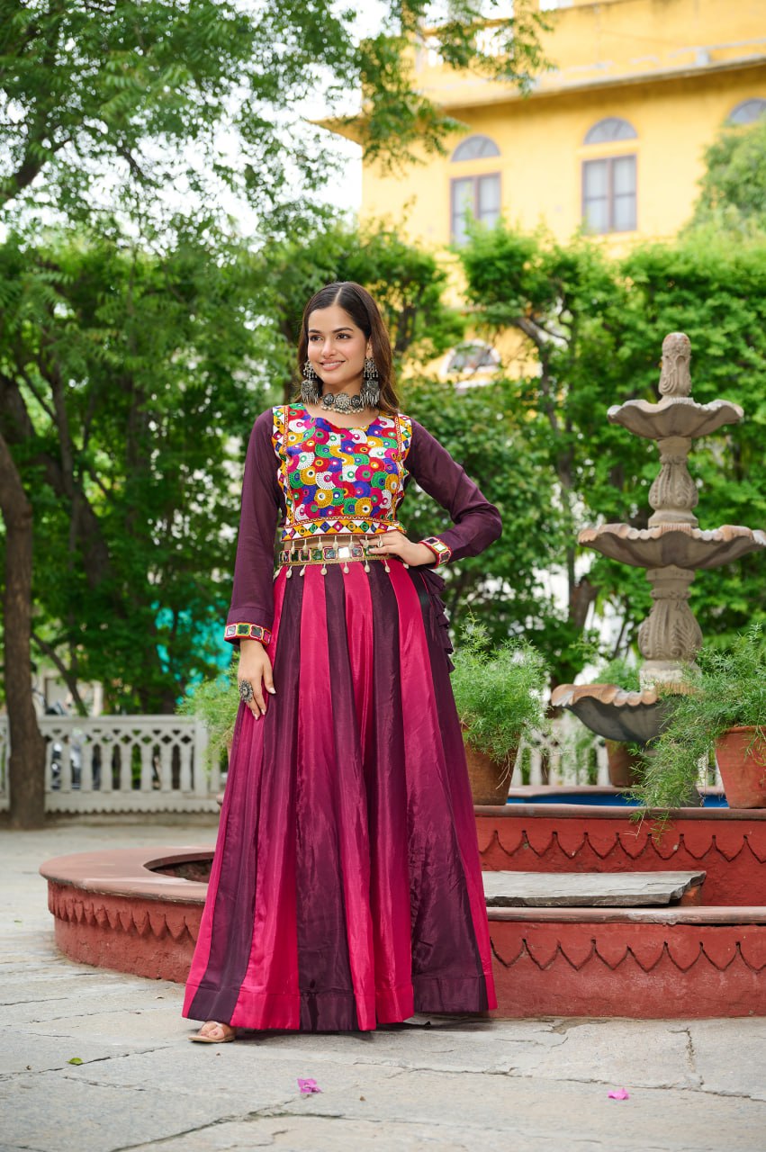 Trendy Sky Blue Chinon Embroidered Lehenga Choli