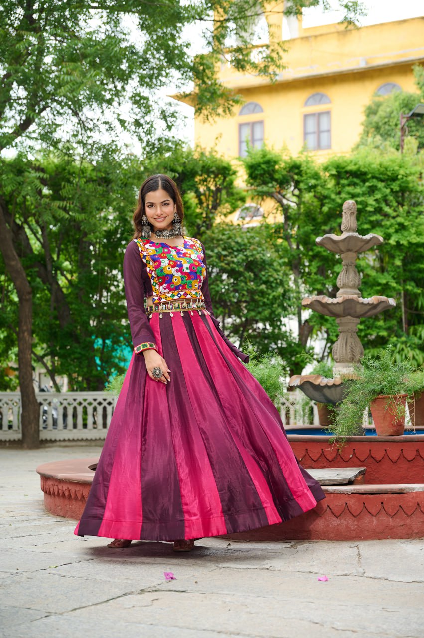 Trendy Sky Blue Chinon Embroidered Lehenga Choli