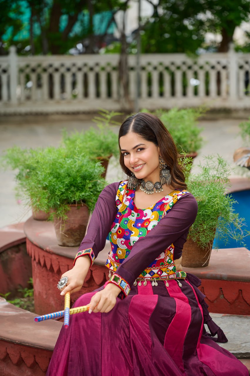 Trendy Sky Blue Chinon Embroidered Lehenga Choli