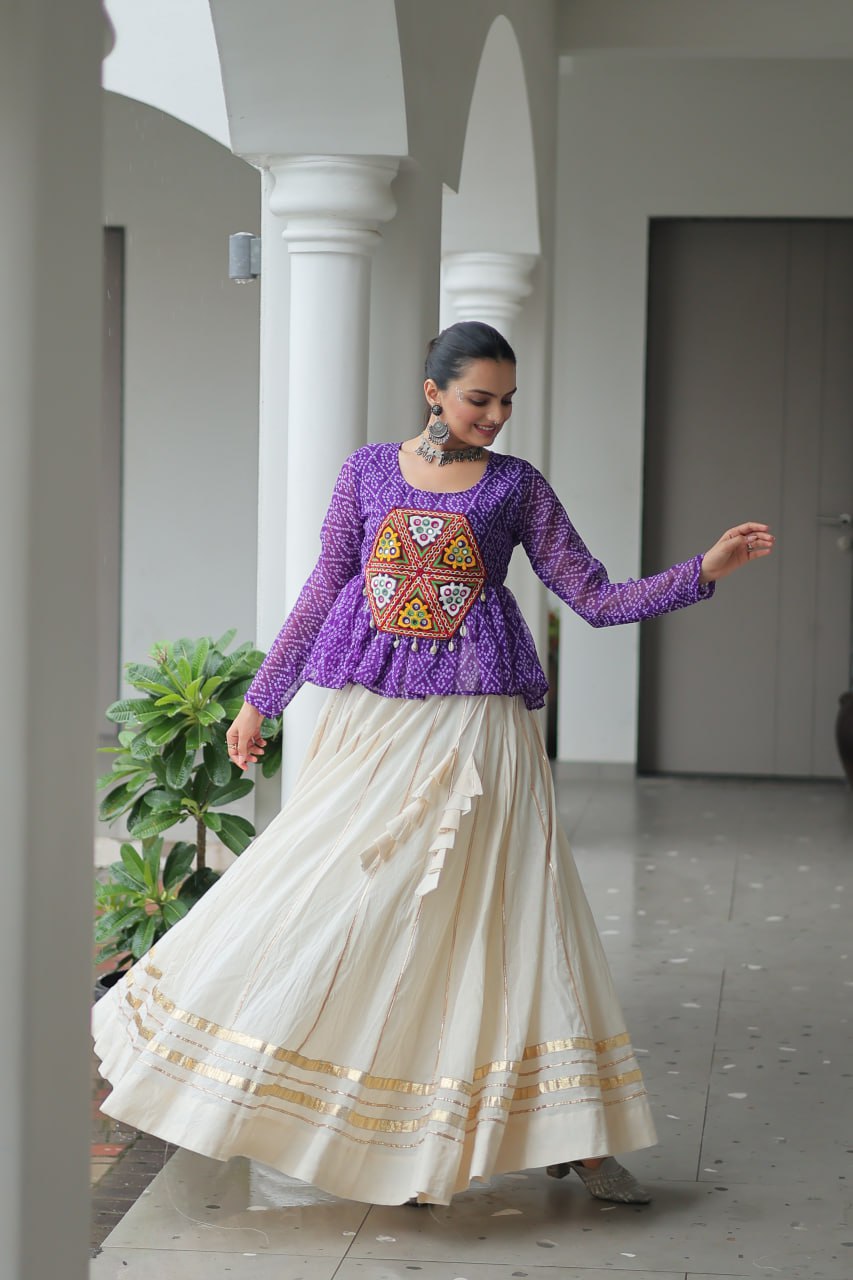 Navratri Collection Green Cotton Kutchi Gamthi Work Lehenga Choli