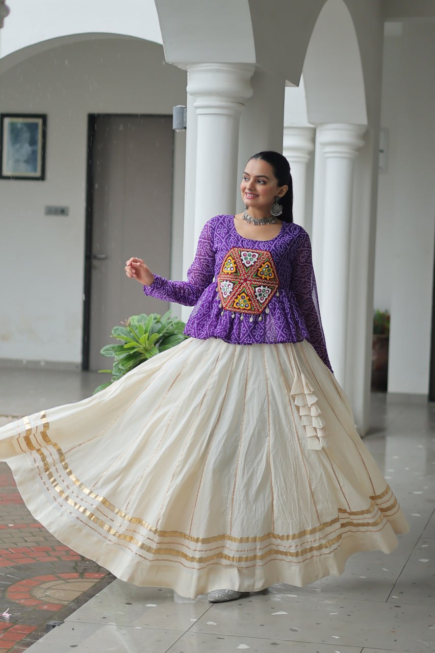 Navratri Collection Green Cotton Kutchi Gamthi Work Lehenga Choli