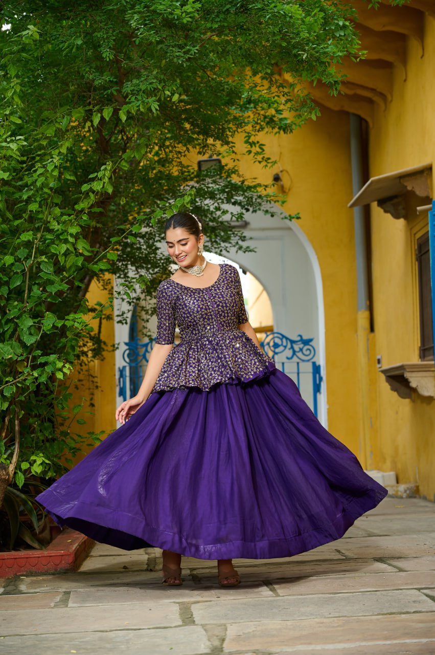 Trendy Orange Fendy Embroidered Top With Lehenga
