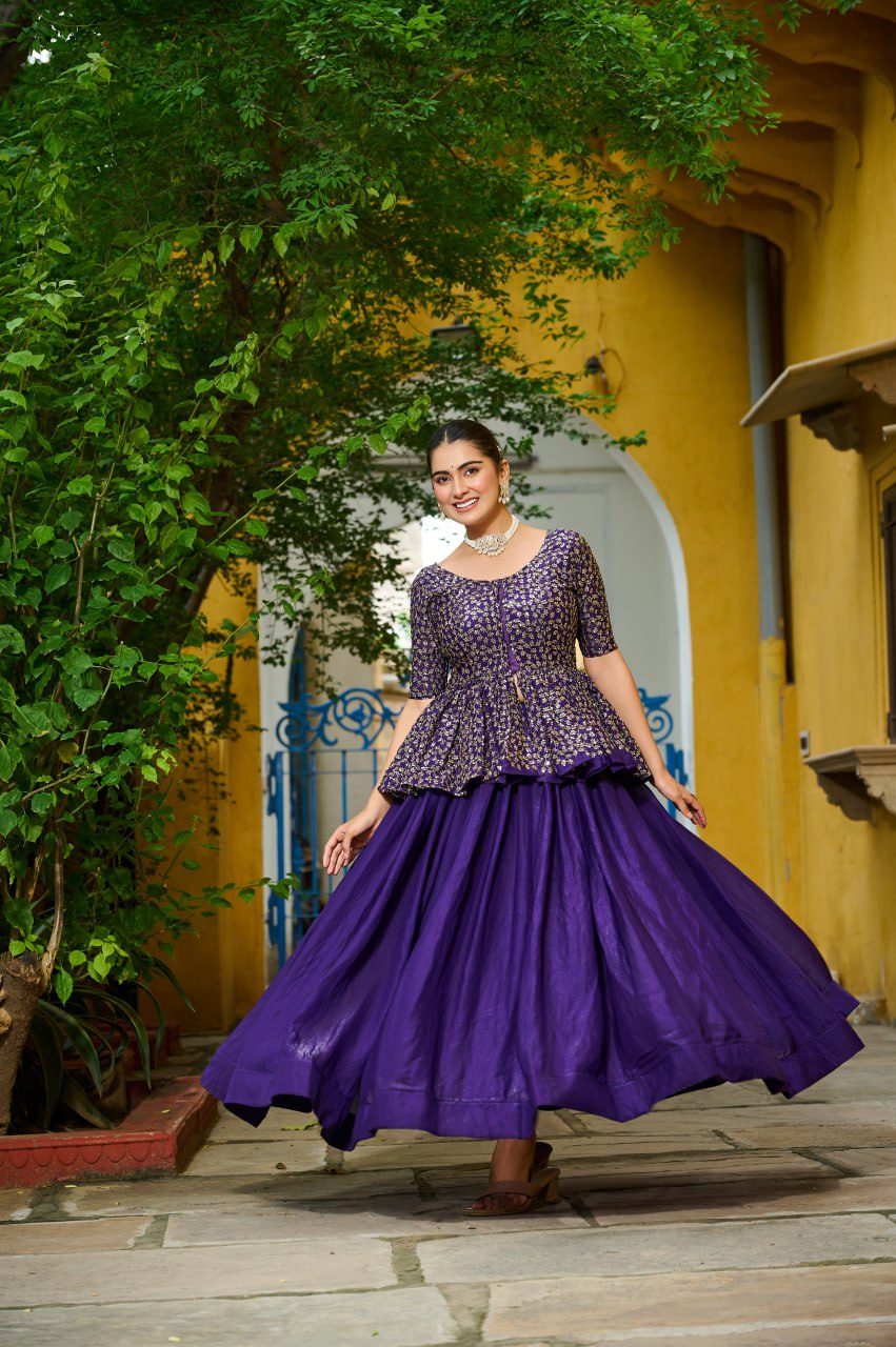 Trendy Orange Fendy Embroidered Top With Lehenga