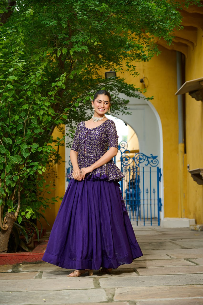 Trendy Orange Fendy Embroidered Top With Lehenga