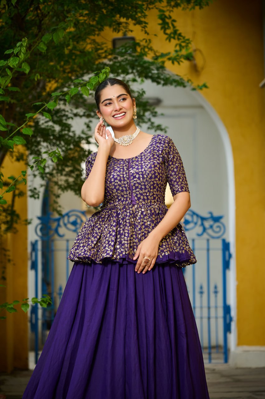 Trendy Orange Fendy Embroidered Top With Lehenga