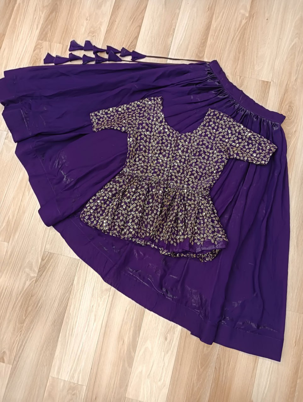 Trendy Orange Fendy Embroidered Top With Lehenga