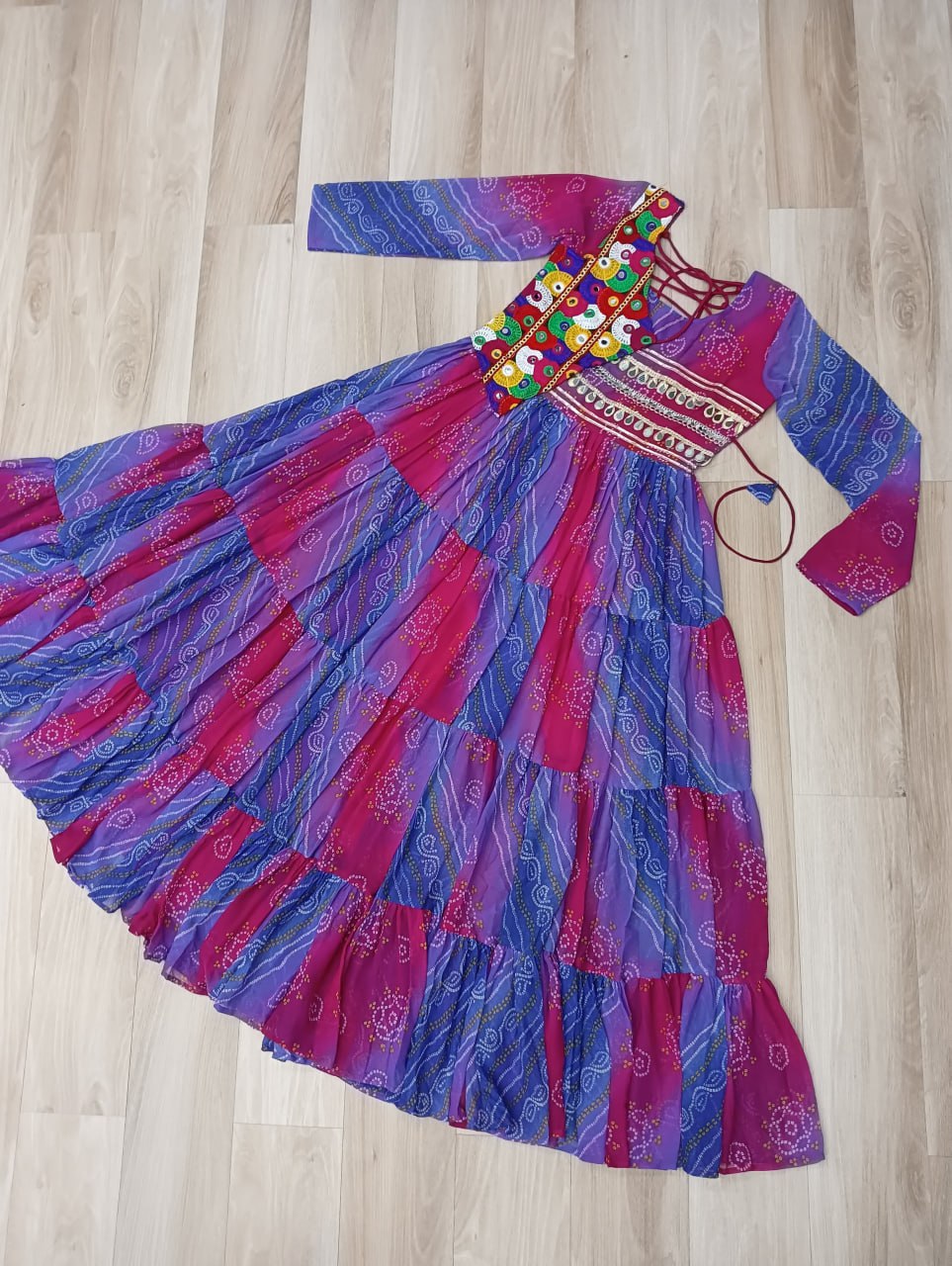 Ravishing Red Georgette Kutchi Work Gown