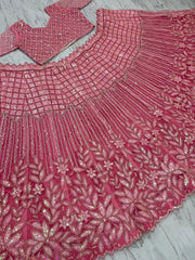 Wedding Collection Pink Net Dori Work Lehenga Choli