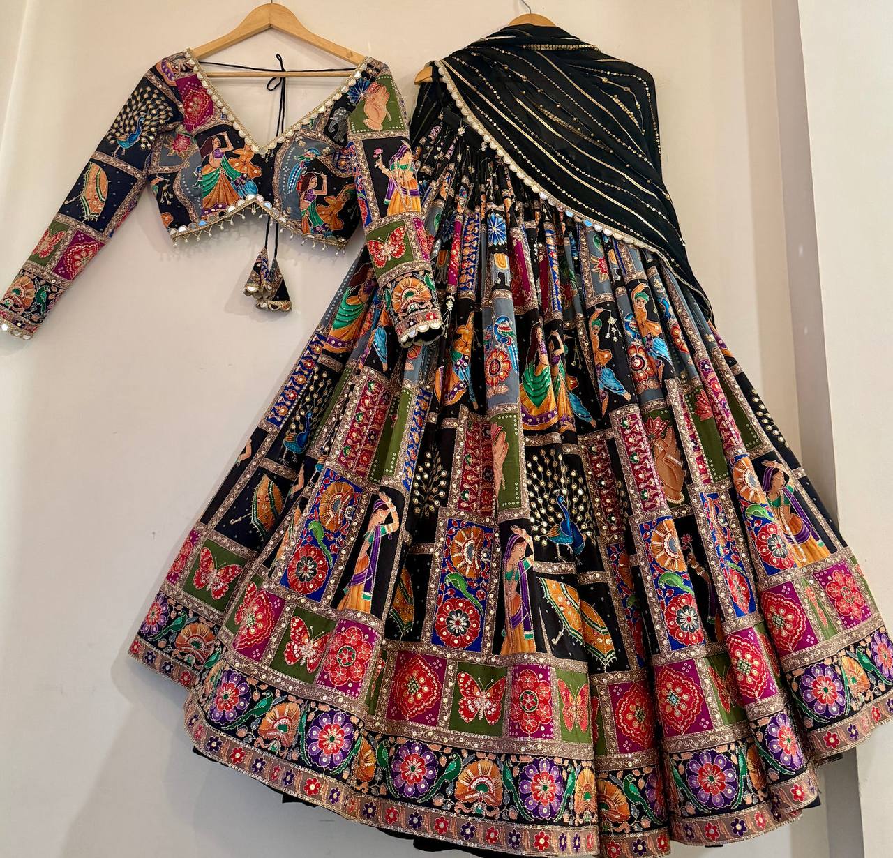 Lovely Black Georgette Digital Print Lehenga Choli