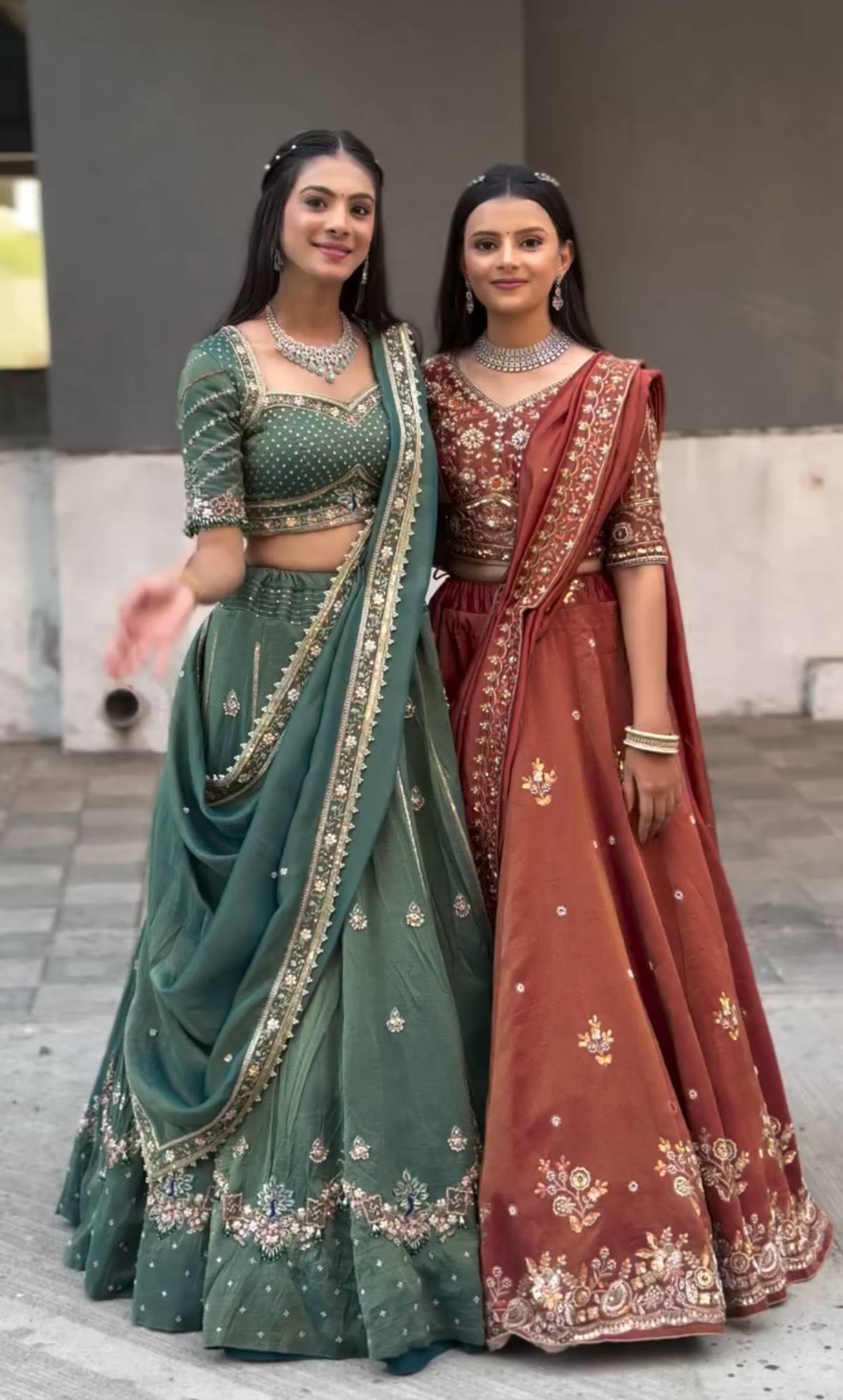 Fancy Brown Chinon Embroidery Work Lehenga Choli