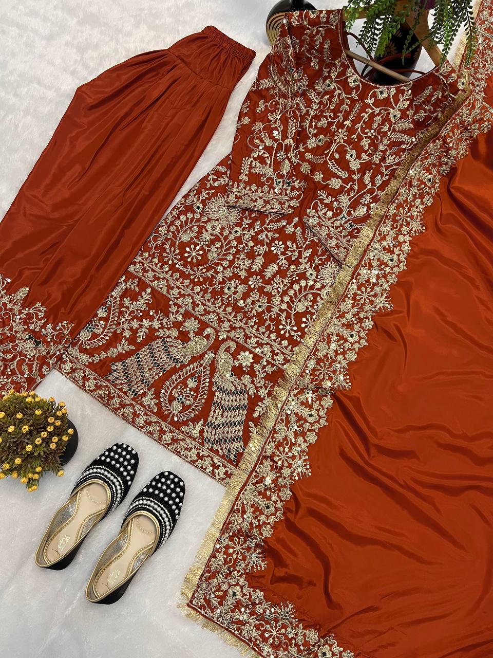 Bridal Wear Orange Color Designer Punjabi Suit