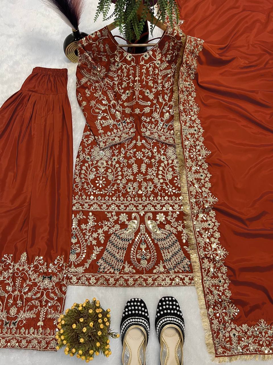 Bridal Wear Orange Color Designer Punjabi Suit
