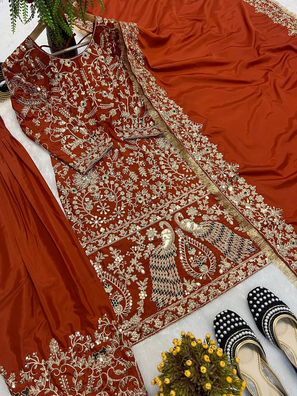 Bridal Wear Orange Color Designer Punjabi Suit