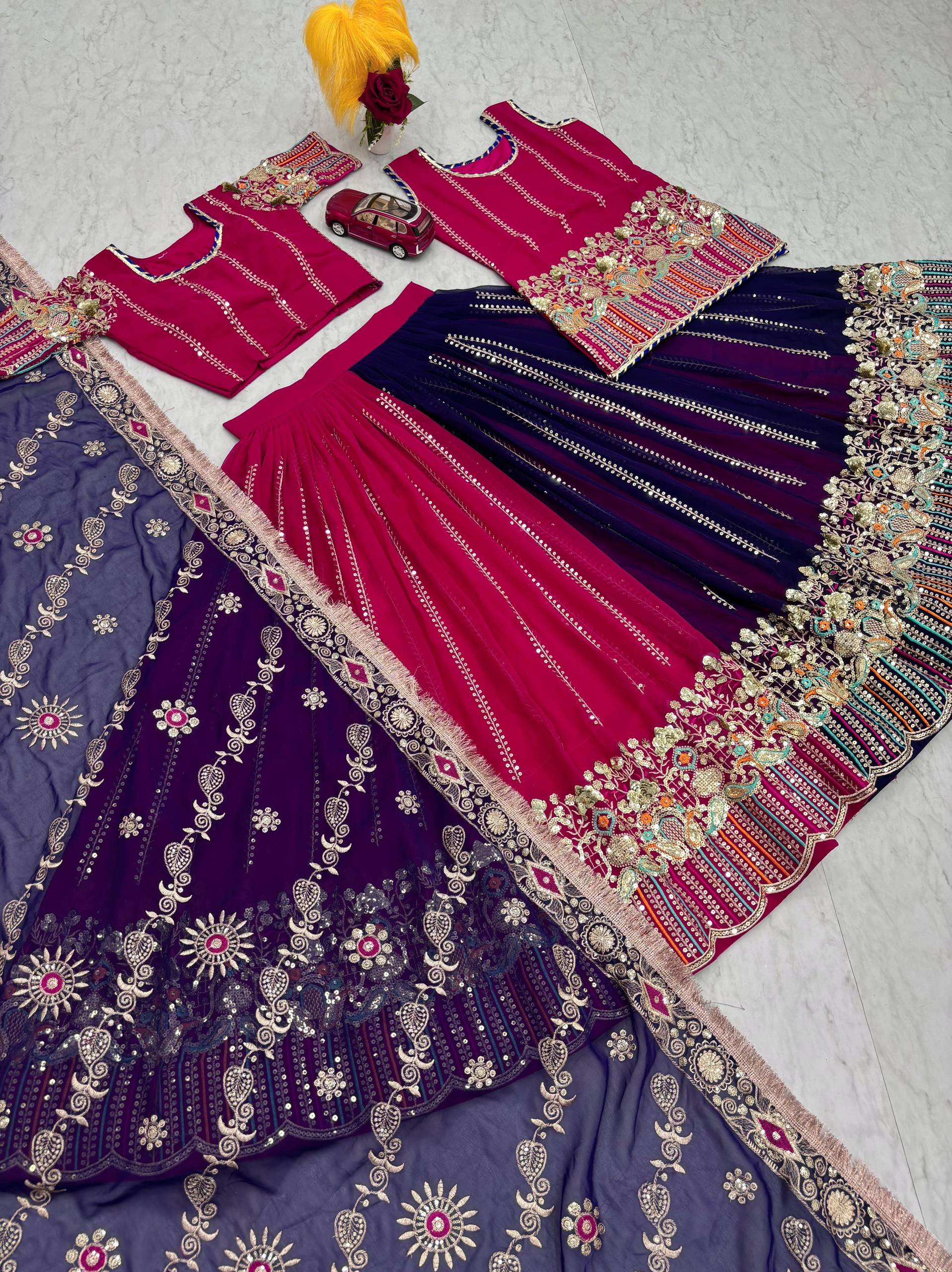 Pink Color Georgette Sequence Work Rajasthani Poshakh Lehenga