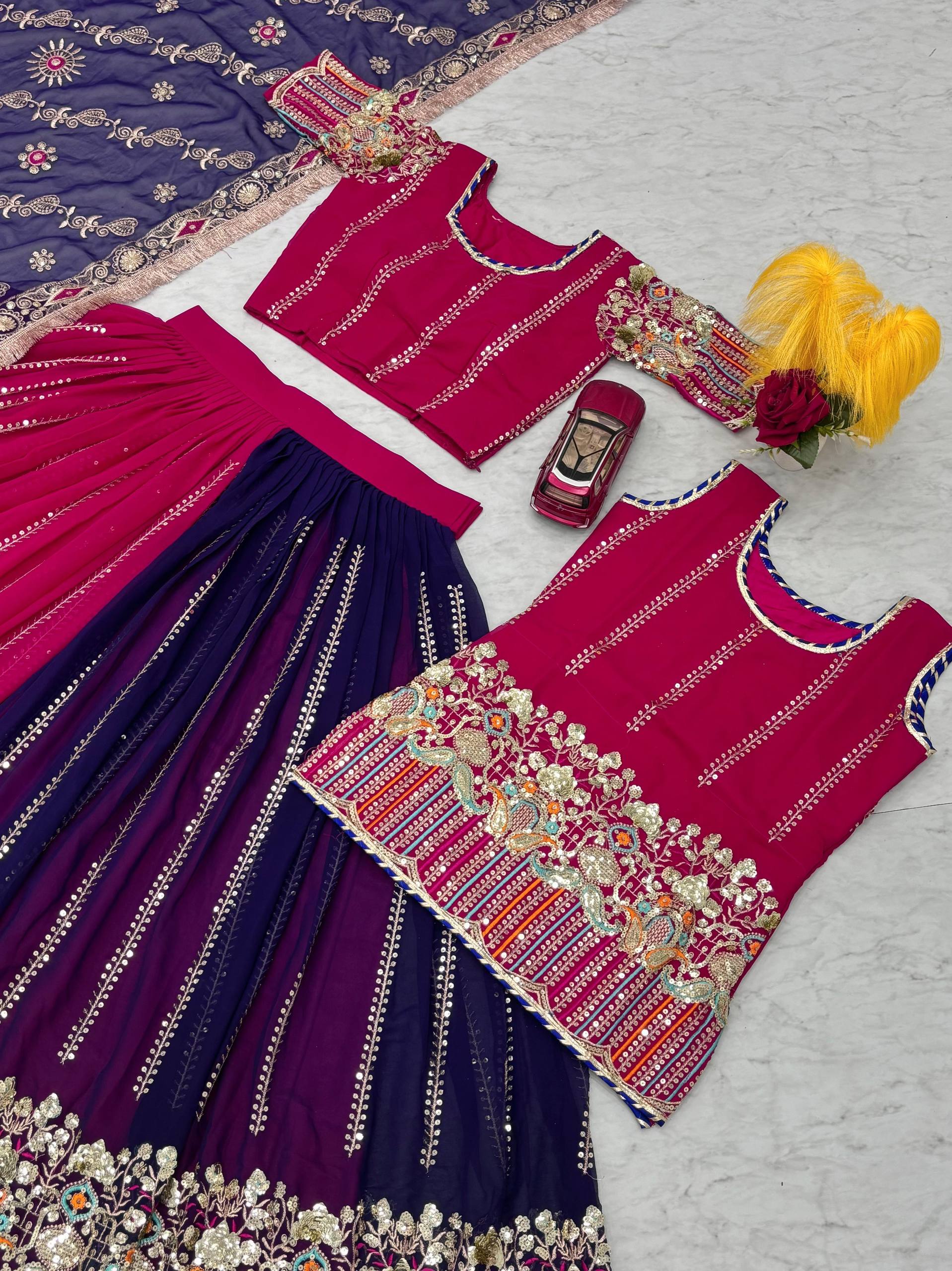 Pink Color Georgette Sequence Work Rajasthani Poshakh Lehenga