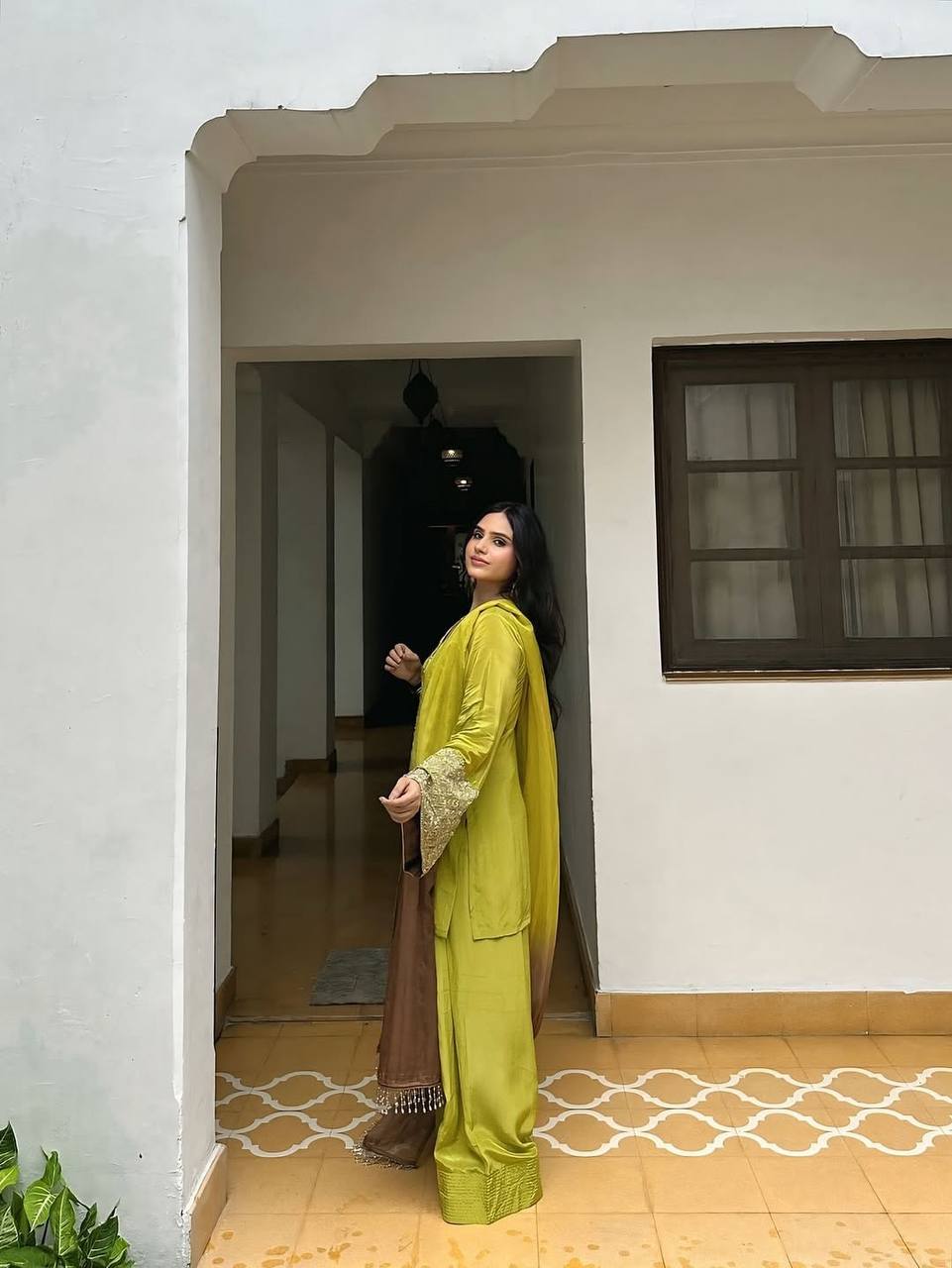 Exclusive Orange Satin Silk Embroidery Palazzo Suit