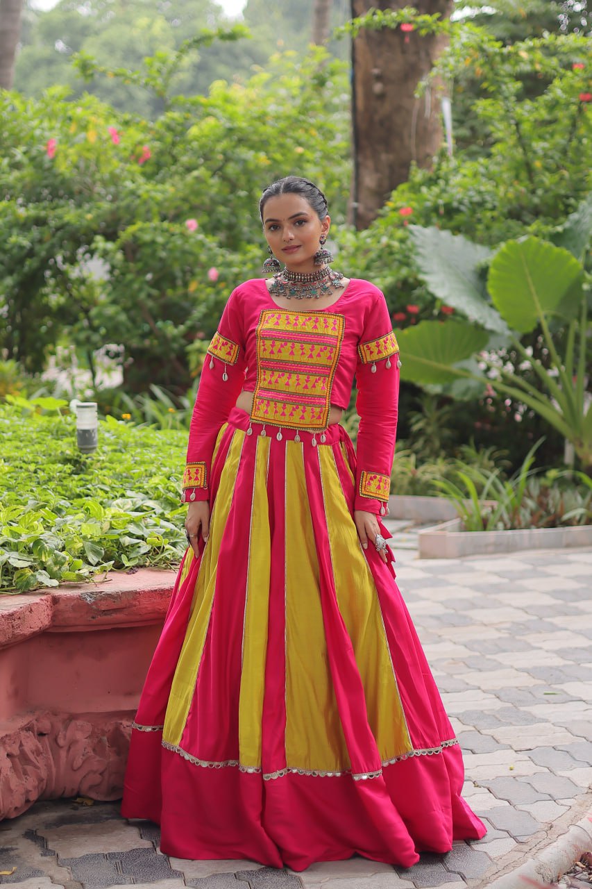 Navratri Collection Roman Orange Top With Lehenga