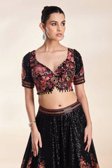 Gorgeous Black Georgette Embroidery Lehenga Choli