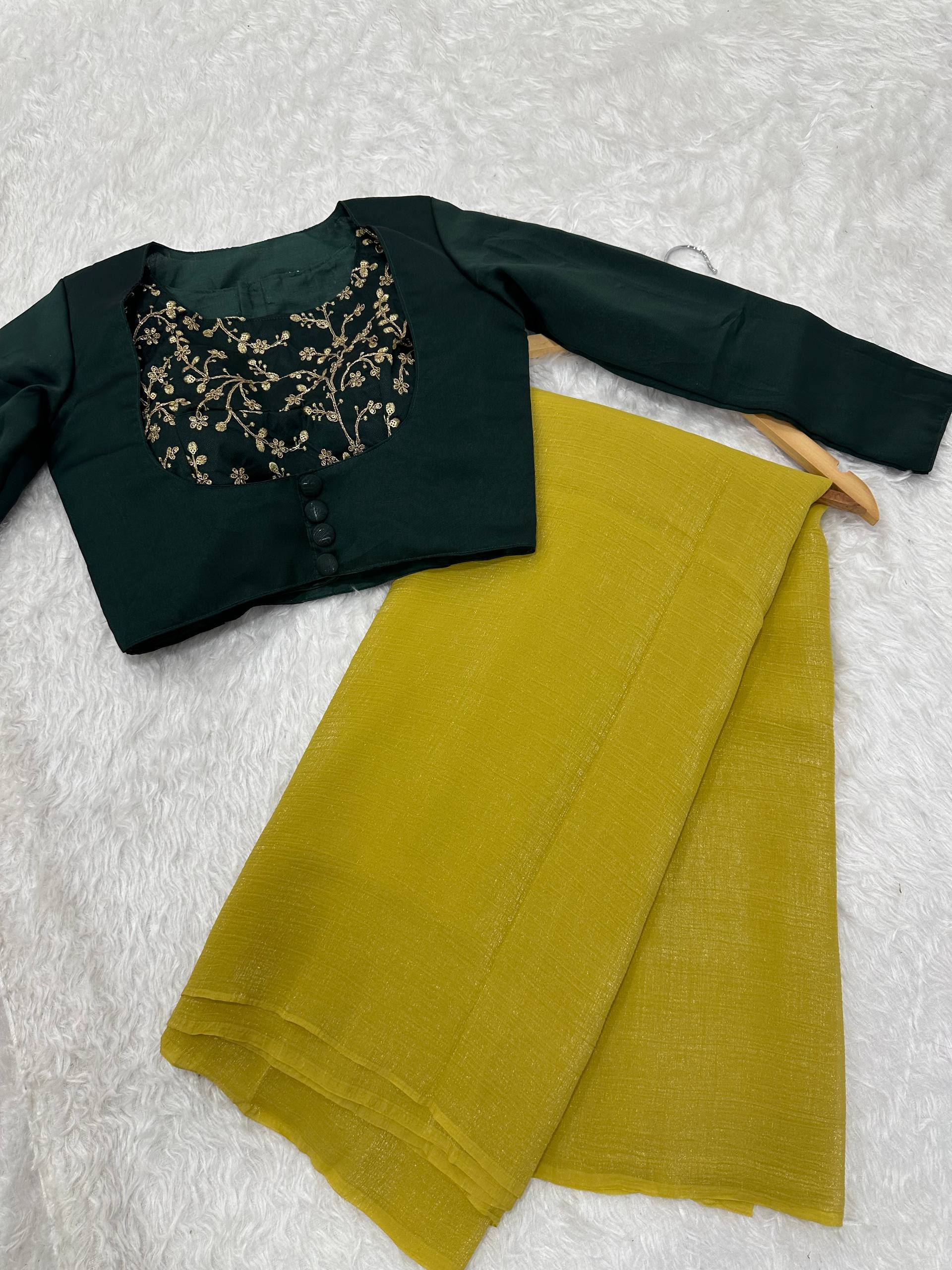 Trendy Yellow Sparkle Silk Sequence Work Saree