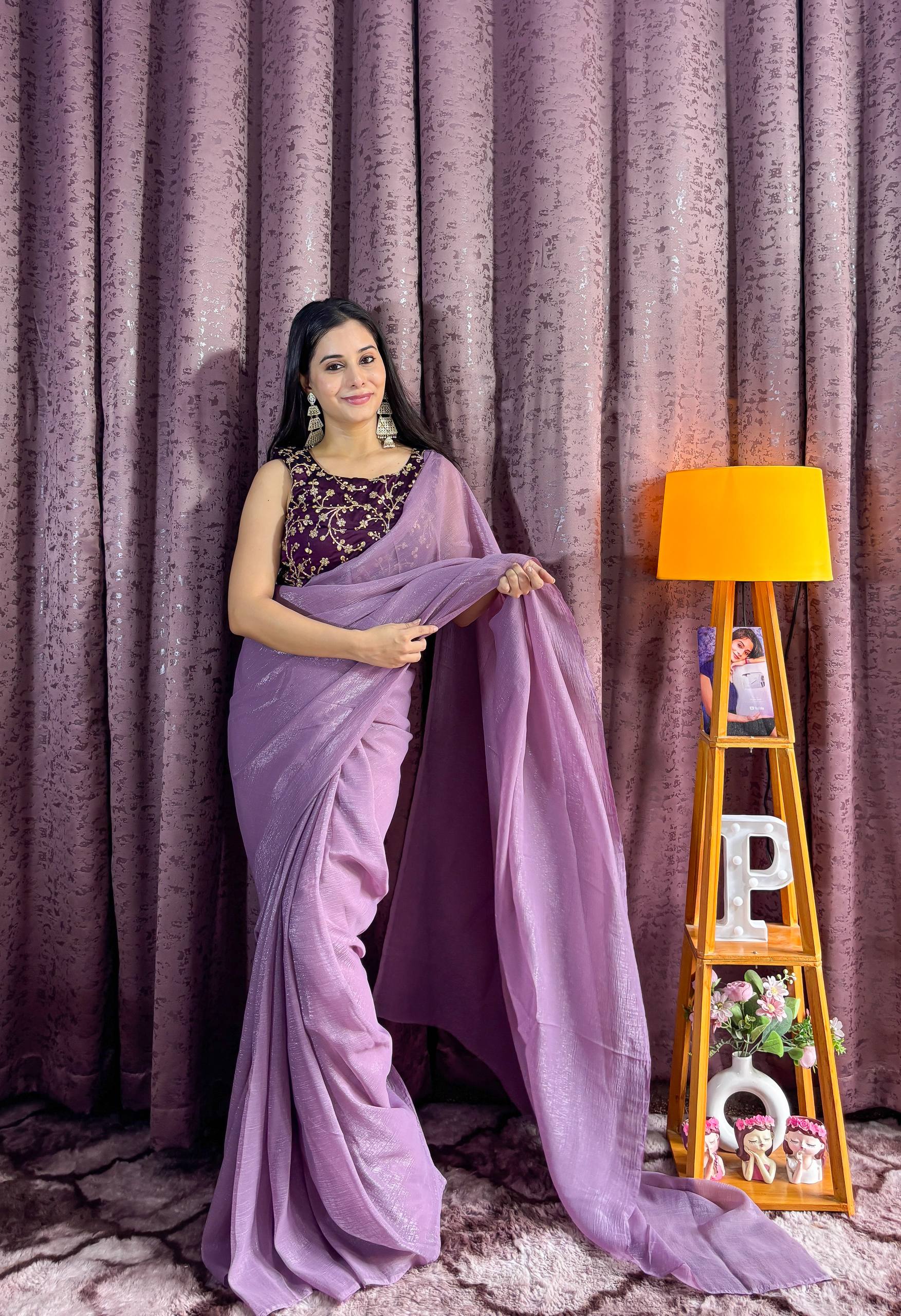 Trendy Yellow Sparkle Silk Sequence Work Saree