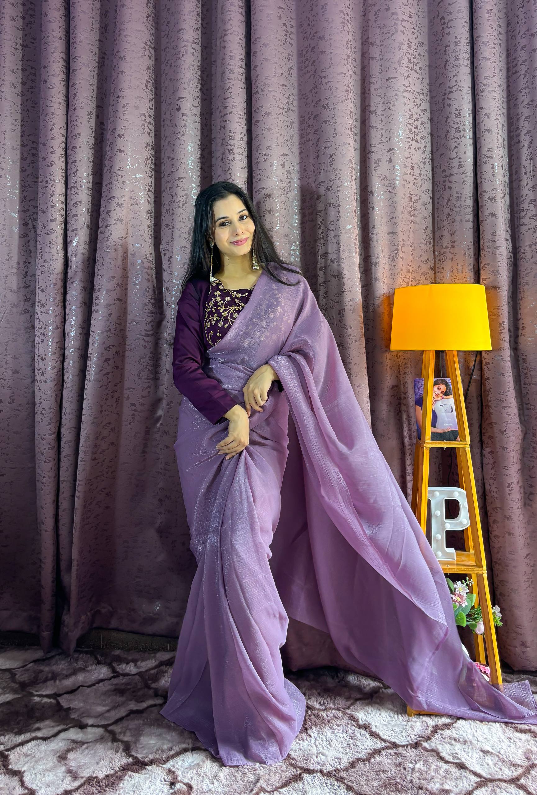 Trendy Yellow Sparkle Silk Sequence Work Saree