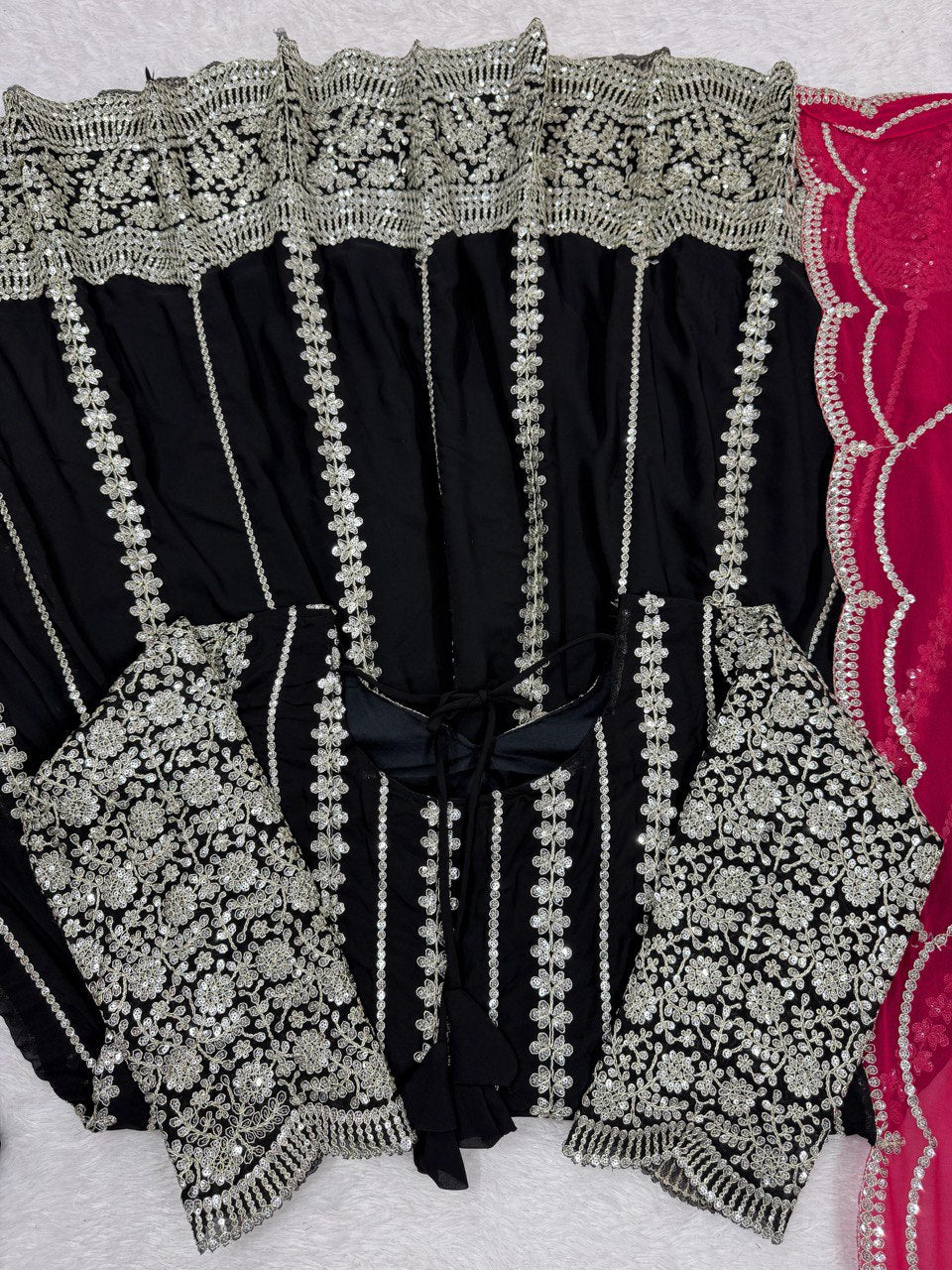Alluring White Georgette Sequence Work Anarkali Suit