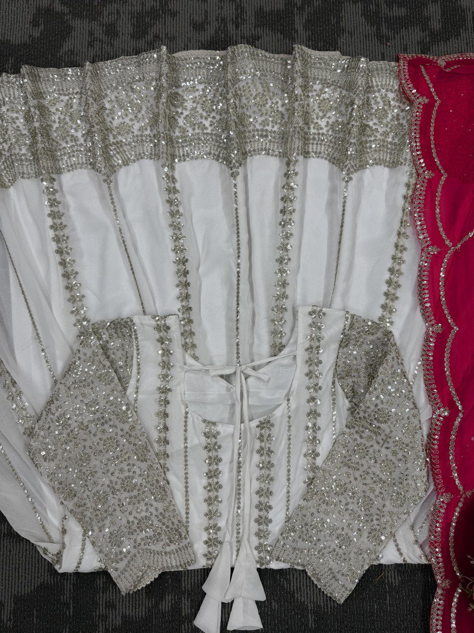 Alluring White Georgette Sequence Work Anarkali Suit