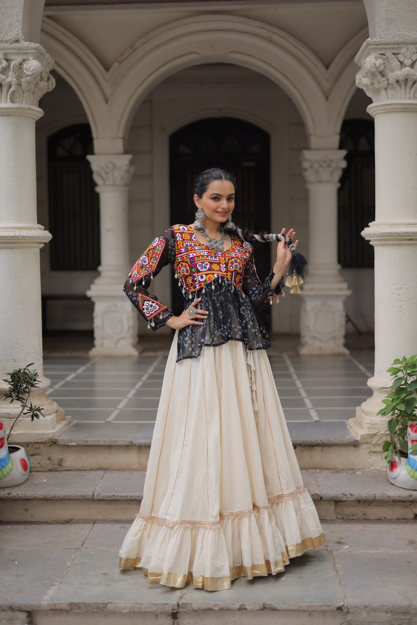 Navratri Wear Pink Cotton Gota Patti Lehenga Choli