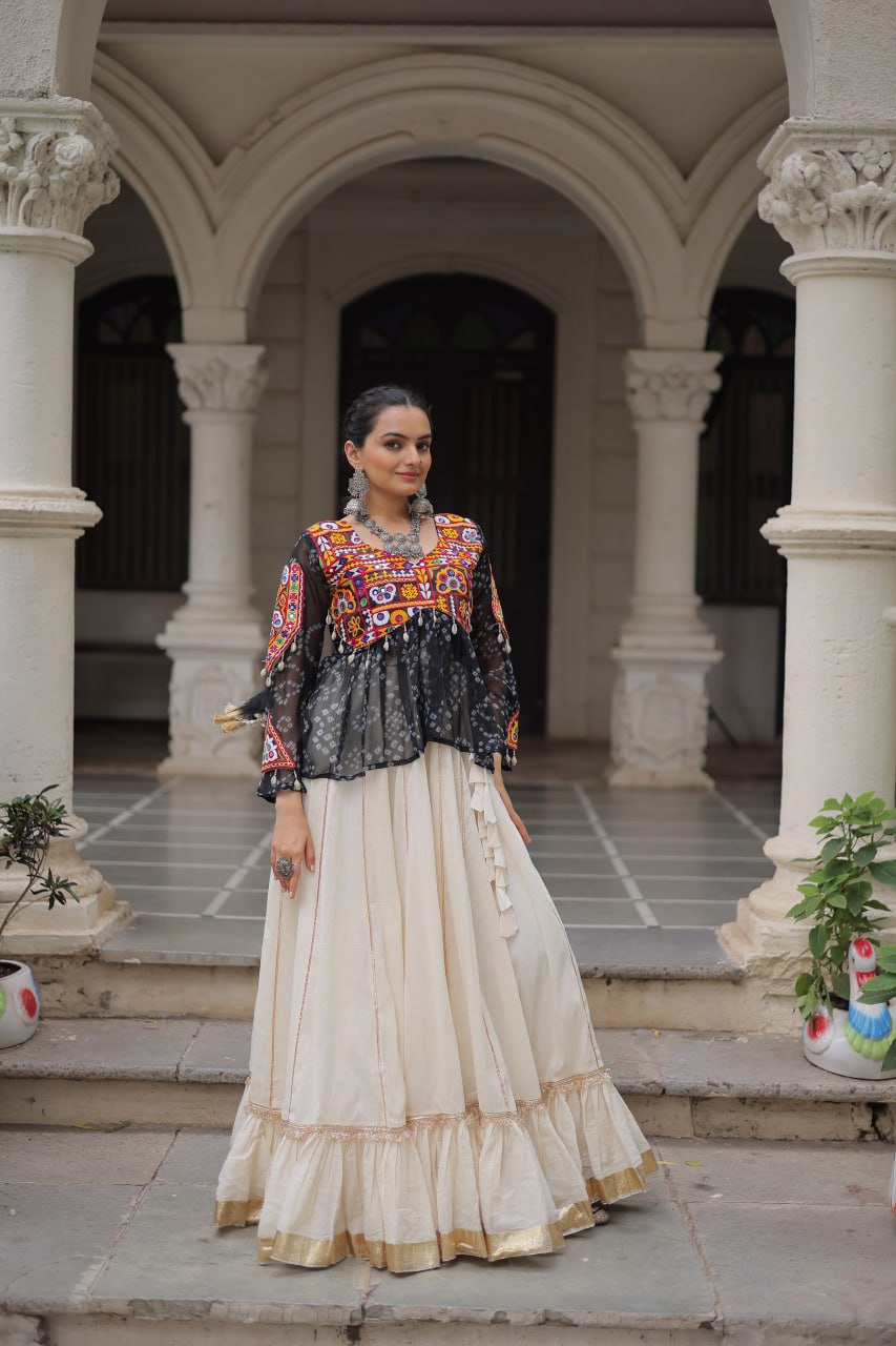 Navratri Wear Pink Cotton Gota Patti Lehenga Choli